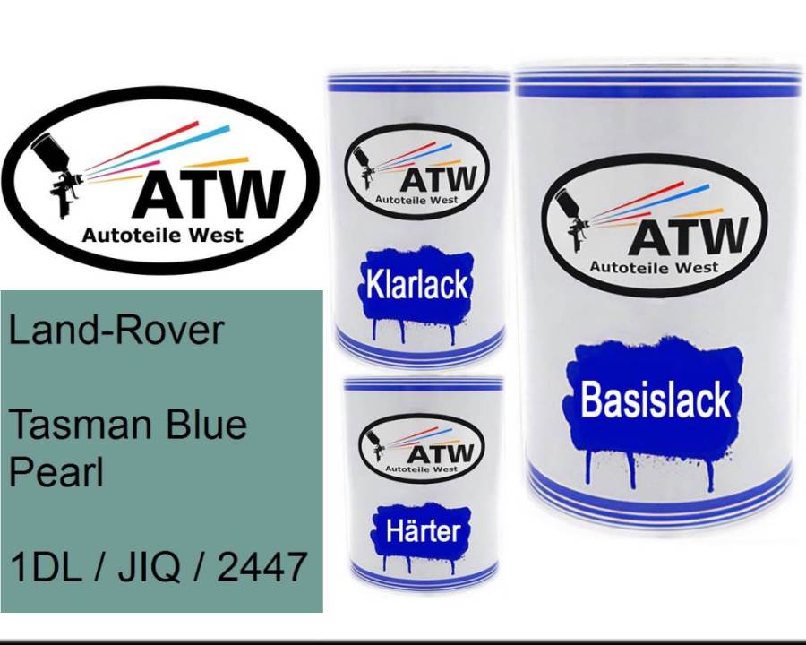 Land-Rover, Tasman Blue Pearl, 1DL / JIQ / 2447: 500ml Lackdose + 500ml Klarlack + 250ml Härter - Set, von ATW Autoteile West.